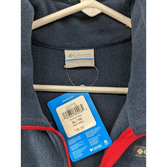 NWT Columbia Birch Falls Kids Fleece Zip Up Jacket Blue with Red Zipper - Picture 3 of 8